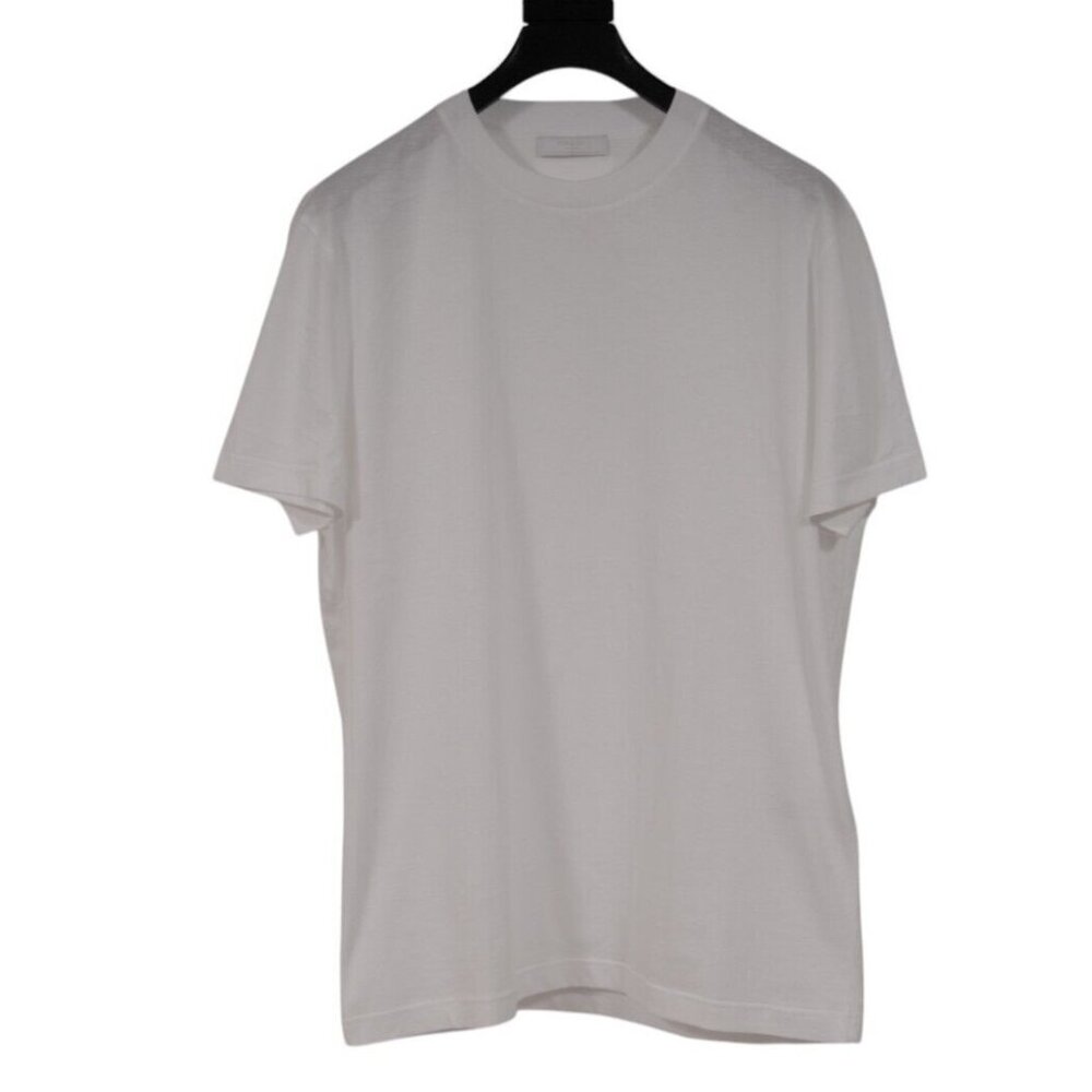 Prada Mens Crewneck T Shirt Size Medium White 100% Cotton Triangle Logo